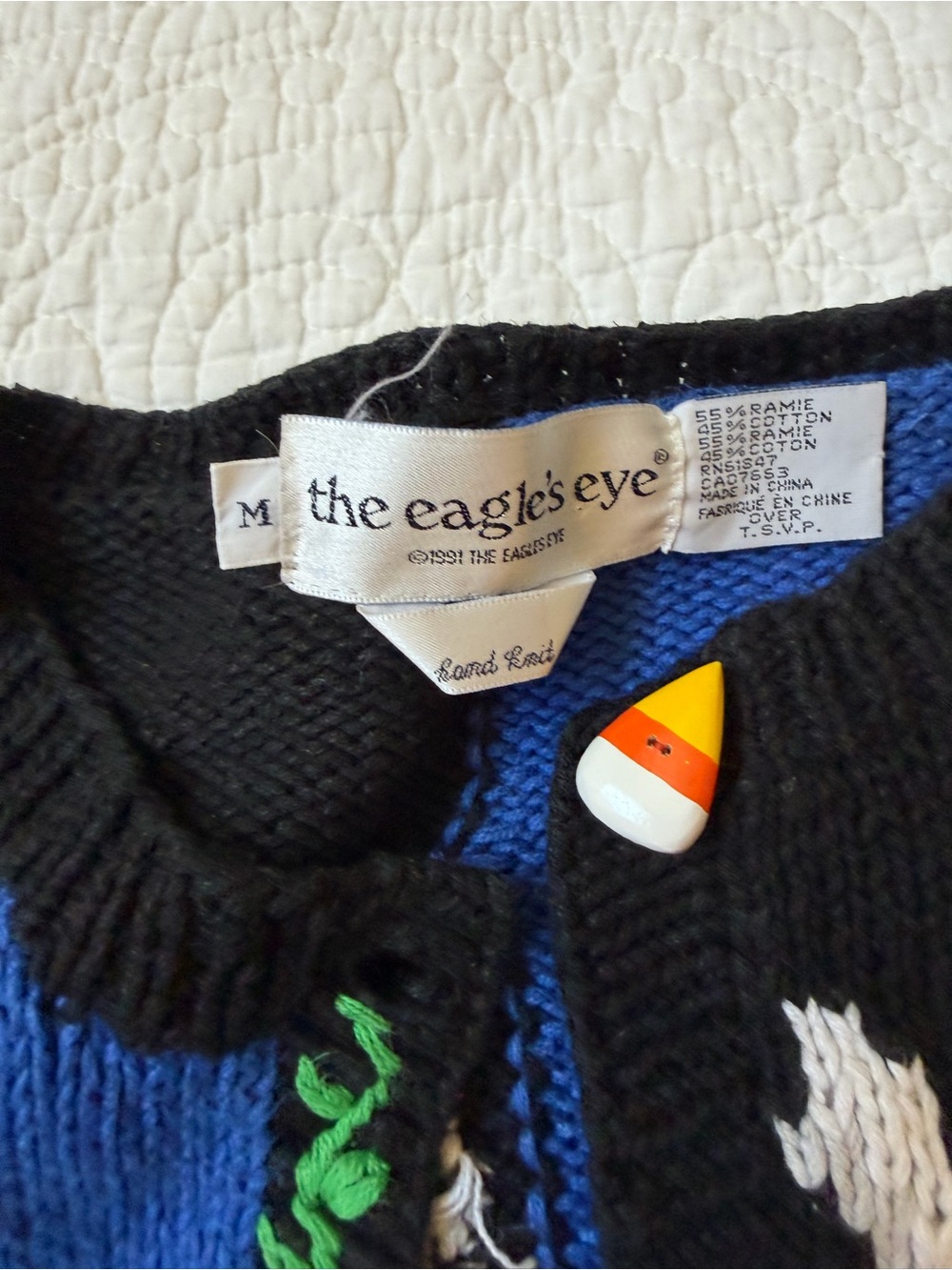 The Eagles Eye hand knit Halloween Fall Cardigan Sweater - Picture 5 of 8